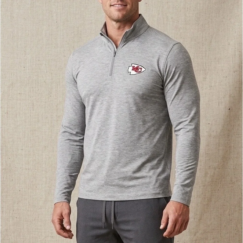 Kansas City Chiefs Antigua 1/4 Zip Pullover Shirt Gray Men's M Gym Athleisure